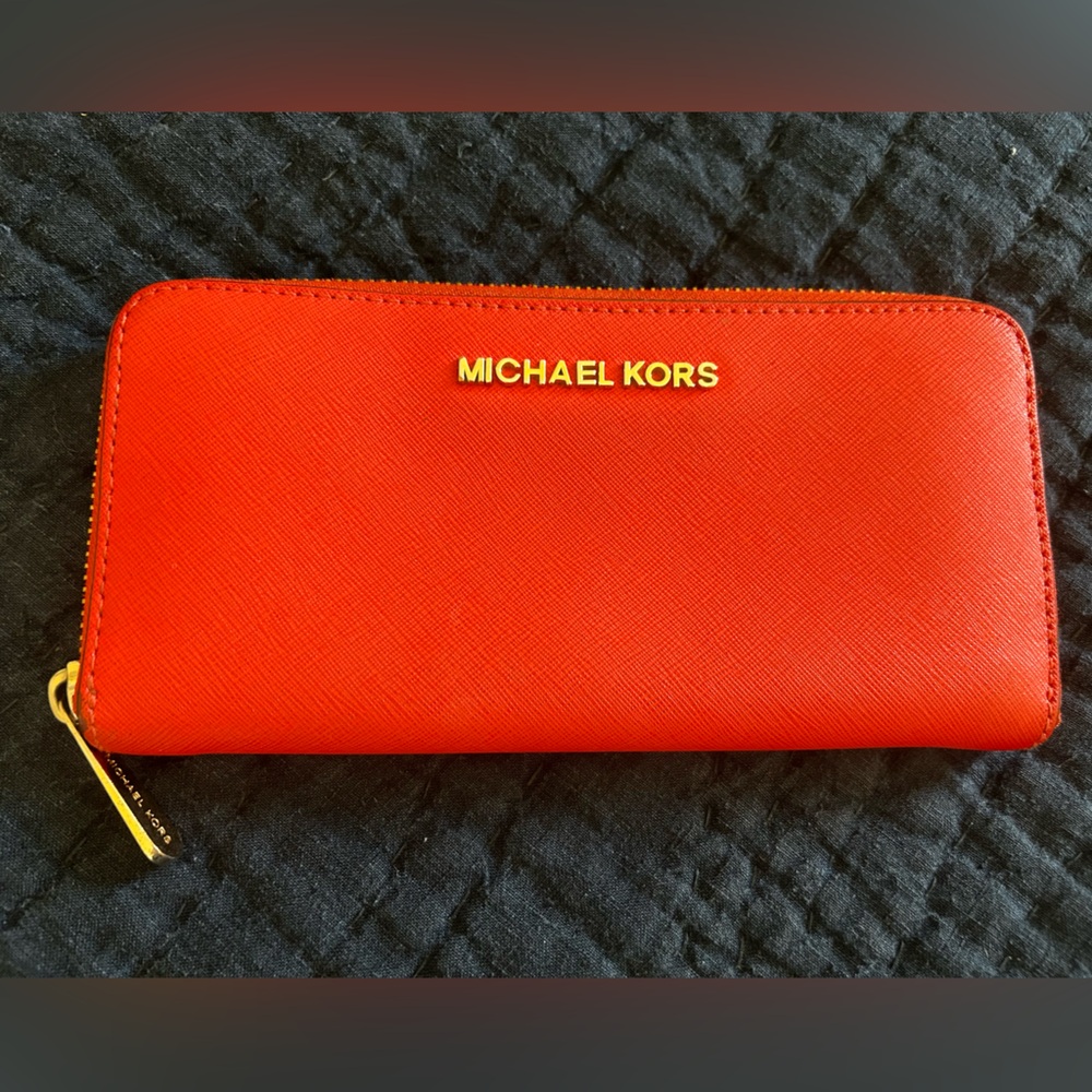 Michael Kors Vibrant Red Zip-Around Wallet